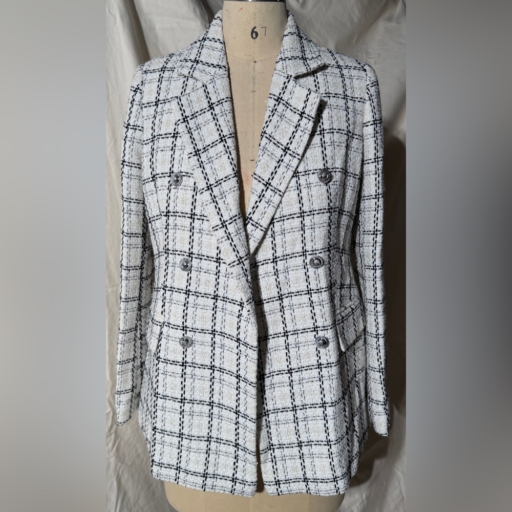 Women's Double-Breasted Plaid Jacket